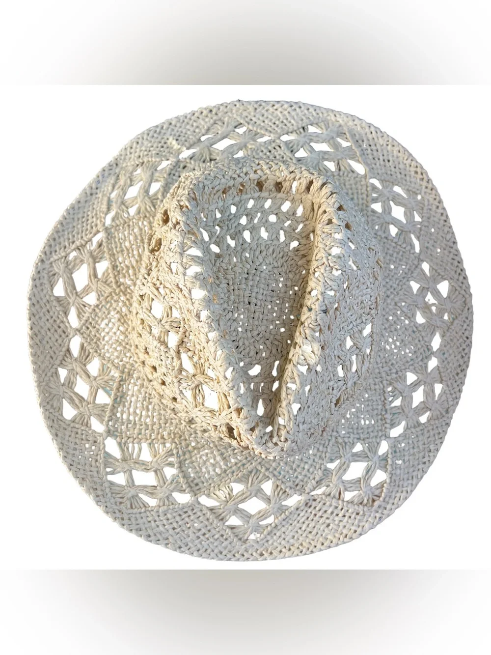 Handwoven straw cowgirl hat in Ivory